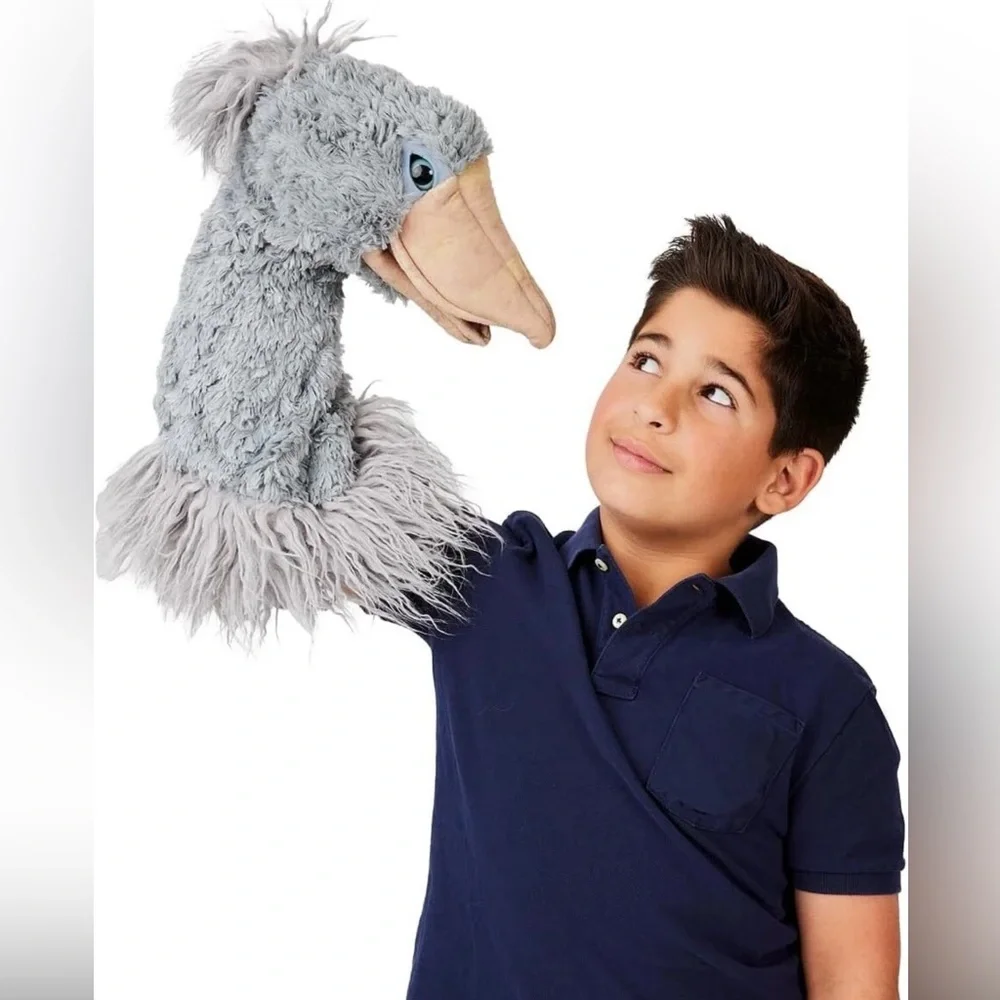 NWT FOLKMANIS Fluffy Gray Shoebill Puppet Toy
